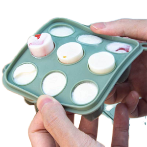 9 portions bébé fruits mangeoire sans BPA bébé nourriture légumes fruits purée <span class=keywords><strong>lait</strong></span> <span class=keywords><strong>maternel</strong></span> Silicone glaçon congélateur plateau avec couvercle - Product Image 3