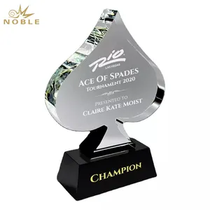 Noble-trofeo de póker con Logo personalizado, trofeo de cristal, regalo deportivo, hecho a mano