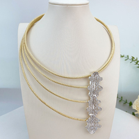 OR23711 Parure de bijoux africains pour femme avec grand pendentif, collier plaqué or, bijoux de luxe en forme de fleur pour mariage, fiançailles, fête