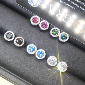 <span class=keywords><strong>Orecchini</strong></span> a Lobo in Moissanite Stile Hip-Hop da 1ct VVS in <span class=keywords><strong>Argento</strong></span> Sterling 925 per Uomo e Donna, Gioielli con Diamanti a Grappolo Floreale con Aureola e Certificato GRA - Product Image 5