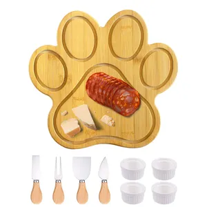 Custom Shape Bamboo Animal Paw Cutting Board Wooden Bread Board Cheese Serving Platter Board for Meat Cheese