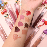 Rouge à lèvres liquide mat personnalisé multicolore neutre sans marque certifié végétalien halal, maquillage en gros avec boîte à charmes mignons