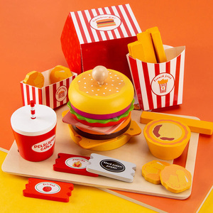 Set Giocattolo in Legno per Bambini Cucina Fai-da-Te Educazione Precoce Gioco di Ruolo Simulazione Fast Food Set Puzzle - Product Image 1