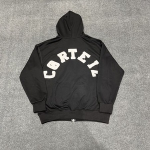 <span class=keywords><strong>Felpa</strong></span> <span class=keywords><strong>con</strong></span> Cappuccio Oversize Unisex <span class=keywords><strong>con</strong></span> Zip Grigio/Nero per Ricamo Lettering, Stile Casual Streetwear, Eco-Friendly, Antivento, Autunnale - Product Image 4