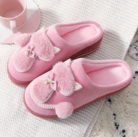 Pantoufles en Peluche Chat en Coton, Chaussures d'Intérieur à Plateforme pour Femme, Pantoufles d'Hiver, Chaussons Douillets pour Femme, Chaussures Chaudes Tendance en EVA 20cm