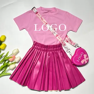 2023准备发货儿童女孩三件套服装儿童服装婴儿女孩休闲粉色裙子套装儿童服装批发