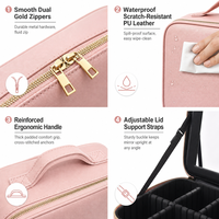 Sac de maquillage portable imperméable personnalisé, trousse à cosmétiques avec 3 lumières rechargeables, sac à cosmétiques imperméable avec miroir LED
