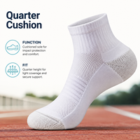 Chaussettes de course athlétiques OEM Quarter Cushion pour les programmes de course et les fournisseurs d'événements, avec emballage à marque privée