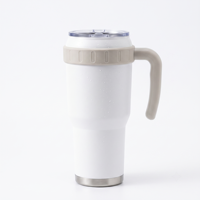 Tumbler Grosir Custom Logo 40oz dengan Gagang, Dinding Ganda Stainless Steel Vacuum Insulated, Cangkir Mobil Portabel, Mug Kopi Travel