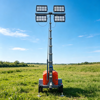 Tour d'éclairage télescopique portable de 7 m, tour d'éclairage extérieure, tour d'éclairage mobile, tour d'éclairage clignotante, 400 W * 4 LED blancs, éclairage d'urgence