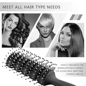 Peigne de coiffure ionique imperméable pour hommes, <span class=keywords><strong>brosse</strong></span> ovale en nylon avec manche en plastique, pour coiffures pompadour et chignons raides, idéal pour la maison - Product Image 6