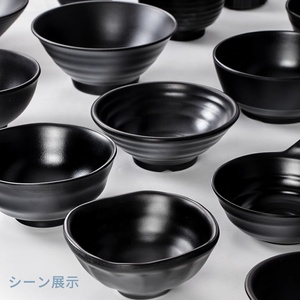 Mangkuk Melamin Kapasitas Berbeda A5 Kualitas Bagus Mangkuk Plastik Hitam Dapat Digunakan Kembali untuk Dapur - Product Image 4