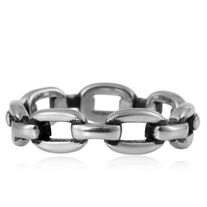 yunnique Stainless Steel Chain <b>Ring</b> Women Hollow Geometric Design Simple <b>Plain</b> Band Jewelry Gift Accessory - Product Image 4