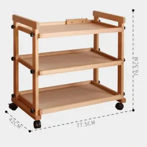 Carrito de Herramientas <span class=keywords><strong>para</strong></span> Pintura al Óleo Móvil, Específico <span class=keywords><strong>para</strong></span> Arte, de Tres Niveles, de Madera de Haya, Duradero, 82x40cm, Color Natural, Estante de Almacenamiento <span class=keywords><strong>para</strong></span> Pinturas - Product Image 6
