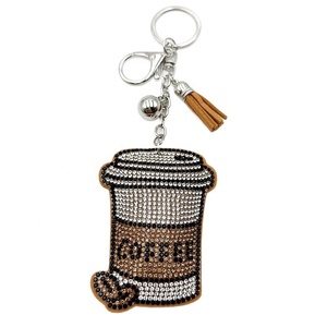 Vintage Bling Coffee Cup Keychain European Style Tassel Crystal Rhinestone Bag Charm <b>Key</b> <b>Ring</b> - Product Image 5