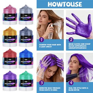Nuova Cera e Argilla per <span class=keywords><strong>Capelli</strong></span> Impermeabile e Resistente alle Sostanze Chimiche, 9 Colori Brillanti, Colorazione Temporanea Unisex - Product Image 4