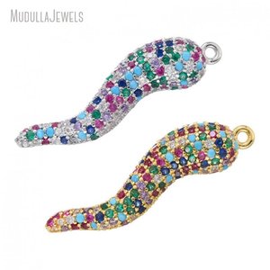PM54325 gros coloré CZ <span class=keywords><strong>corne</strong></span> <span class=keywords><strong>italienne</strong></span> plaqué <span class=keywords><strong>or</strong></span> zircon cubique pendentif piment charme pour la fabrication de bijoux à bricoler soi-même - Product Image 2