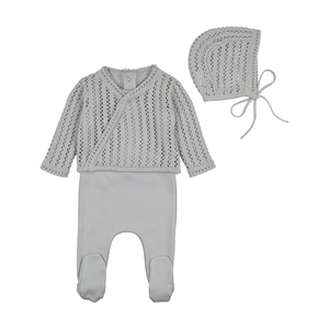 Conjunto de Ropa para Bebé Niña o Niño, Color Sólido, Manga Larga, Suéter de Punto de Alta Calidad, Cárdigan, 3 Piezas, Ropa Personalizada de Boutique con Gorro - Product Image 2