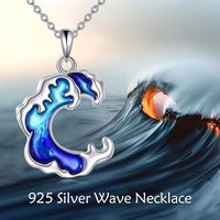 Collier pendentif vague en émail, en argent sterling 925, avec breloque vague océanique, bijoux océaniques en platine pour femme