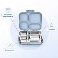 Boîte à lunch isotherme en acier inoxydable sans BPA de haute qualité à 3 compartiments avec couvercle en Tritan, prix d'usine pour le bureau quotidien et les nouveau-nés