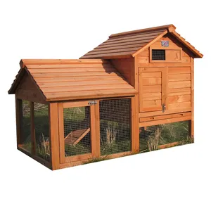 Kandang hewan peliharaan Hutch kelinci pagar kawat logam besar rumah kandang ayam latihan kayu untuk dijual
