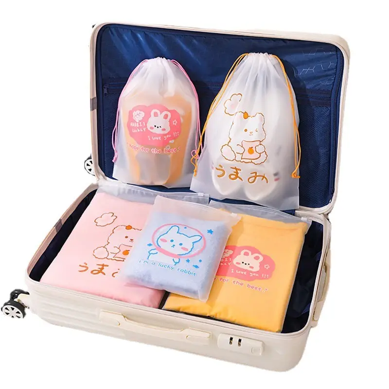 Jieya abbigliamento imballaggio sacchetto regalo con coulisse in plastica smerigliata Eva Pvc Pe sacchetti regalo con coulisse in plastica