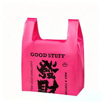 Sac en plastique rose vif de type gilet avec poignée motif dessin animé pour l'emballage de courses en magasin de proximité
