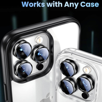 Verre à haute teneur en alumine 9H HD individuel pour IPhone 16 15 14 13 protecteur d'objectif de caméra de téléphone portable pour 17 protecteurs de caméra Pro Max