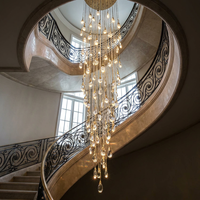 Lustre de luxe personnalisé pour hall d'hôtel, grand, pour plafonds hauts, en forme de goutte d'eau, décoratif, suspendu