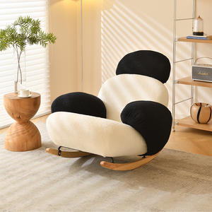 Sillón reclinable Tianxingju color crema con estructura de madera y relleno de espuma para sala de estar, dormitorio o balcón. - Product Image 2