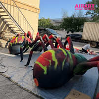Modèle d'araignée gonflable géante de 4 m de large, coloré, avec lumières LED pour la décoration de fête d'Halloween ou de maison hantée