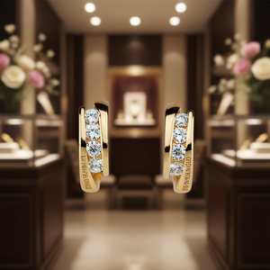 Orecchini E2668 in Oro con Diamanti, Classici Rotondi Taglio Brillante, Colore G, Diamanti Naturali, Gioielli per Uso Quotidiano - Product Image 2