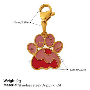 Gold Plated Stainless Steel Paw Print Charm Pendant Cute Animal Shape Unisex Fashion Jewelry Gift - Product Image 5