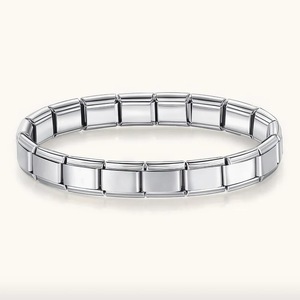 Nueva Pulsera Elástica de Acero Inoxidable con Letras del Alfabeto en Esmalte Rosa, Módulo de Dijes Italianos para Hombre y Mujer - Product Image 2