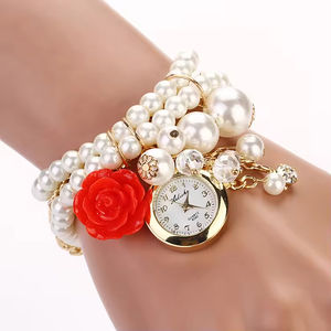 Mode Perle Bracelet Montre Femme Rose Quartz Montre Femme Style Polyvalent - Product Image 4