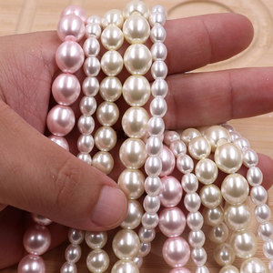 Contas de Pérola de Vidro Oval em Cores Mistas, Formato de Ovo, Contas Soltas para Fazer Joias de Casamento, Pulseiras e Colares DIY - Product Image 3