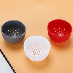 SIFTR Nesting Can Strainer Set – 3 Silicone Mini Colanders For Draining Cans, Space Saving Kitchen Gadget, Red