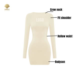Vestido Mini Sexy Luluxixiyaya para Mujer, de Manga Larga, Ajustado, con Espalda Descubierta en <span class=keywords><strong>U</strong></span> y Corte Bajo, de Doble Capa y Acabado Suave - Product Image 1
