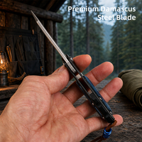 Couteau EDC en acier Damas, idéal pour le camping et la randonnée, avec manche en bois, petit couteau pliant de poche pour hommes et femmes