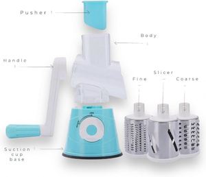 Plastic Cheese <b>Vegetable</b> <b>Cutter</b> Fruit Shredder Manual Chopper Round Mandoline Slicer with Stainless Steel Blade - Product Image 4