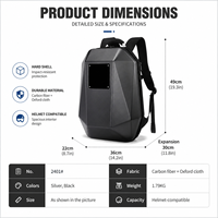Sac à dos intelligent à coque rigide LED contrôlé par application, 35L, étanche, pour ordinateur portable, avec écran numérique programmable pour les passionnés de technologie