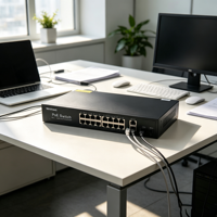 Switch de Red PoE de 16 Puertos con 2 Puertos SFP de Enlace Ascendente Gigabit, VLAN, Switch PoE Gigabit Ethernet Sin Administración Web AP-33416GE