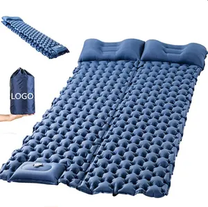 Woqi-colchón de aire con almohada para dos personas, cama doble para acampar, para senderismo al aire libre