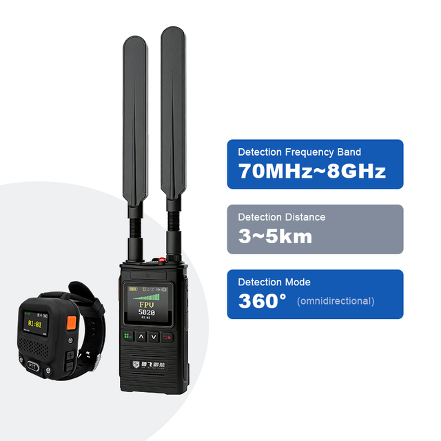 Portable ABS Drone Detection Device RF Signal UAV FPV 3-5KM Range Water Resistant Durable Anti-Drone Safety Protection Equipment