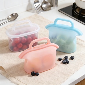 <b>Large</b> Reusable Travel Bread Fresh-Keeping Container Set Refillable Transparent Eco-Friendly Silicone Food <b>Storage</b> <b>Bags</b> - Product Image 4