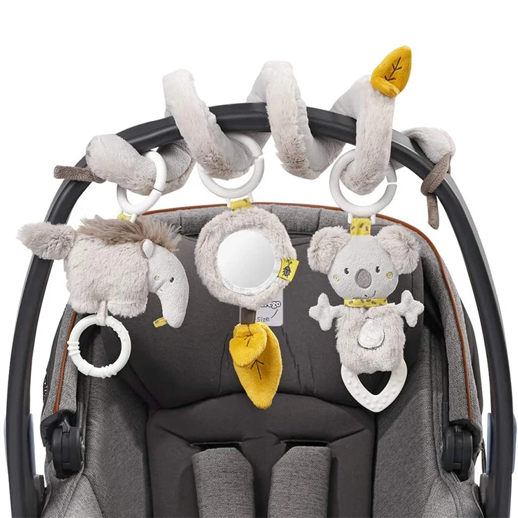 Lovely Baby Pram Crib Cute Gray koala parrot Design Activity Spiral Plush Toys Stroller And Travel Activity Toy