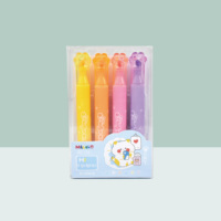 6 surligneurs mignons en forme de patte de chat, couleurs pastel pour l'école