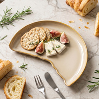 Assiette Créative en Porcelaine Fine Style Américain, Forme de Lune, pour Restaurant, Hôtel, Steak, Dessert Occidental, Lots d'Assiettes pour Événements, Haute Valeur