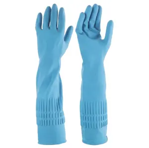 Hochwertige öl chemikalien beständige industrielle Wäsche Küche waschen sauber 45cm Extra lange blaue Gummi Haushalts handschuhe