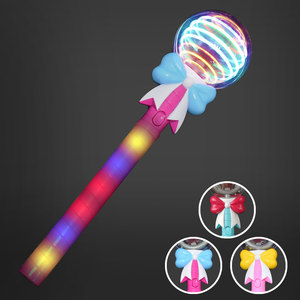 Nhiều Màu Nhựa <span class=keywords><strong>LED</strong></span> Quay Cây Đũa Phép Màu Hồng Bowknot Ánh Sáng Xoay Thanh Ánh Sáng-up Đồ Chơi Cho Cô Gái - Product Image 3